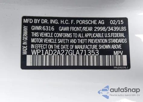 2016 Porsche Cayenne Gts z USA, uszkodzony, nr VIN WP1AD2A27GLA71353